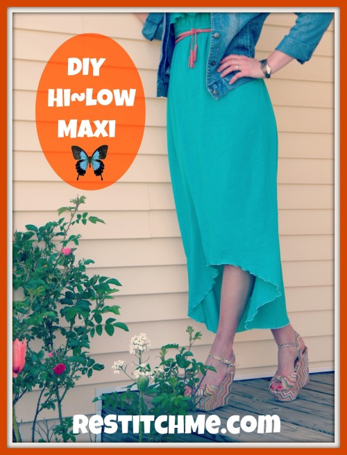 DIY Maxi Dress to High Low Dress Tutorial from Restitch Me here. Beyond easy restyle. *First seen at