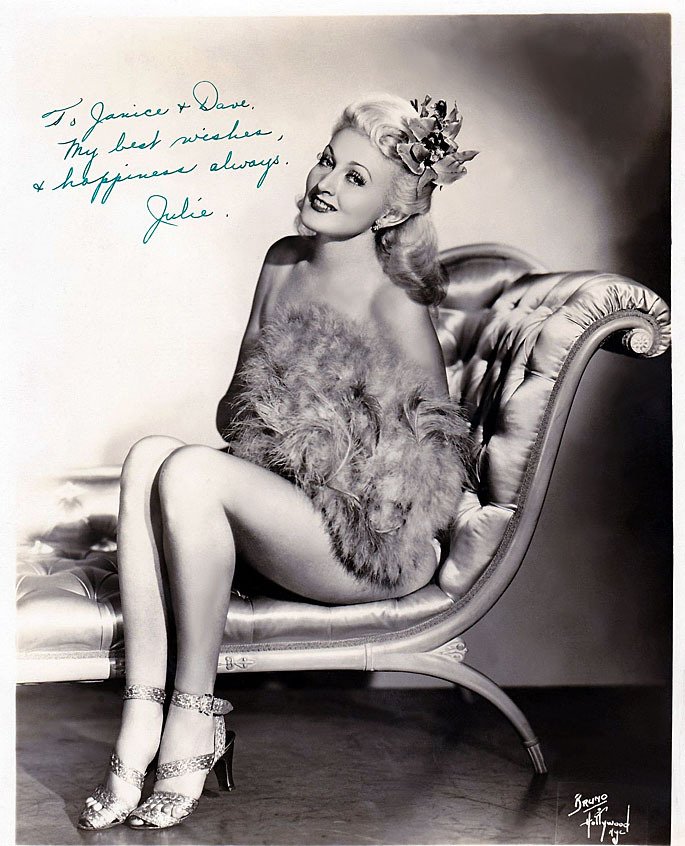   Julie Bryan Vintage 40’s-era promo photo personalized to fellow dancer Janice