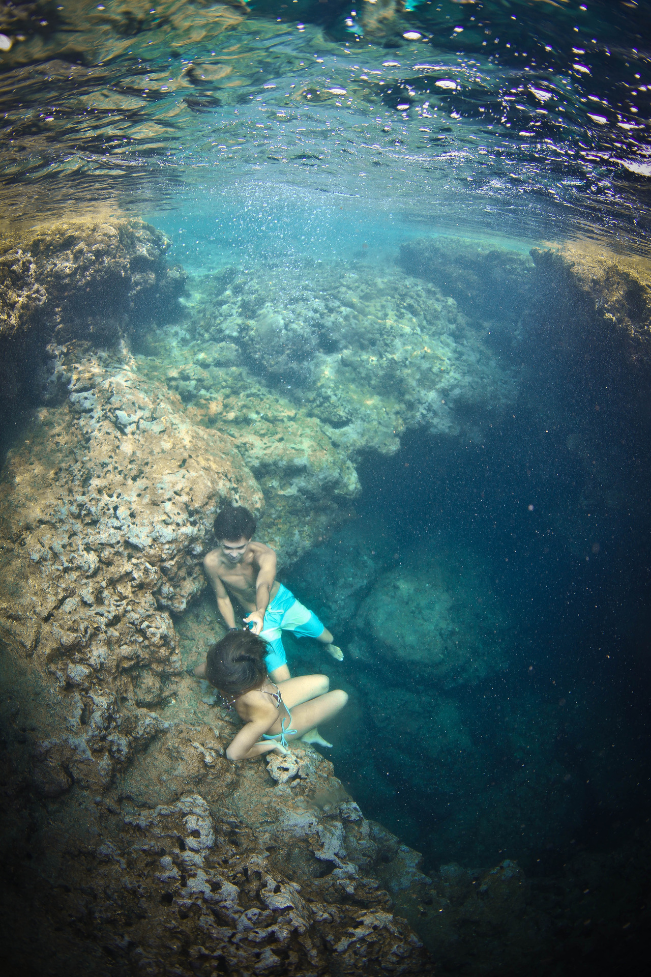 i had a dream that looked just like this years ago. i was diving to a cave underwater