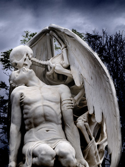 androphilia:  The Kiss Of Death, Poblenou Cemetery, Barcelona, Spain  “This astonishing sculpture forms part of Barcelona’s Poblenou Cemetery.  The Kiss of Death (El Petó de la Mort in Catalan and El beso de la muerte in Spanish) dates back to 1930.