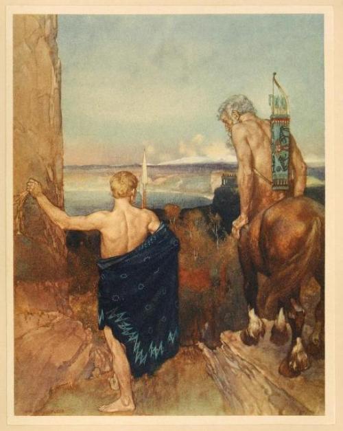 venusmilk:  The heroes : or Greek fairy tales for my children (1912)Illustrations by William Russell Flint“Cheiron stood by him and watched him, for he knew that thje time was come”The Argonauts, Part II 