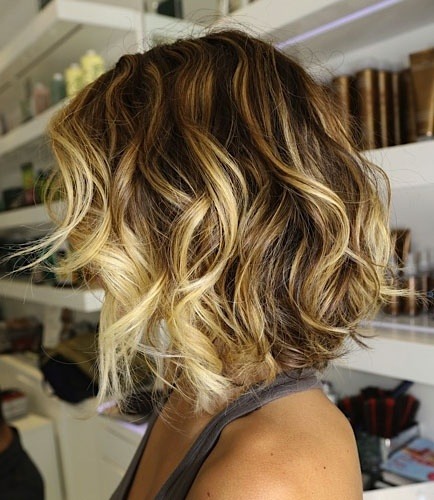 Shoulder length blonde curly hair