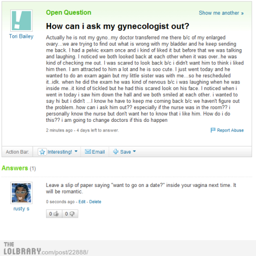 dailyfunpictures:  How to ask out your gynecologistFollow this blog for the best new funny pictures every day