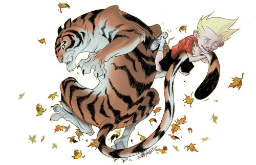wa55up:  widecool:  TIGER BY THE TAIL by ~RM73    Calvin and Hobbes