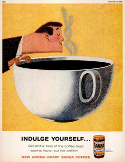 andreirobu:  Designersgotoheaven.com - This is me every morning: 1960 Life magazine ad illustrated by John Falter. (Via leifpeng)