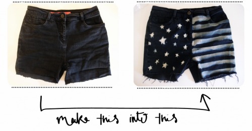 DIY Bleach Dyed Flag Shorts Tutorial from Clones N Clowns here. *After reading more about bleach and