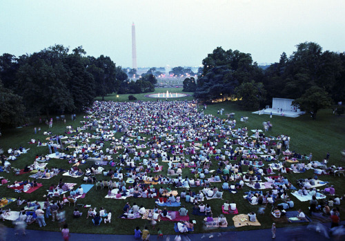 Dusk Before the Fireworks
Pictured here, White House staff wait for the fireworks display on the South Lawn. Carter administration, 7/4/80.
Happy Fourth of July!
From the White House Blog - Fourth of July with the Presidents