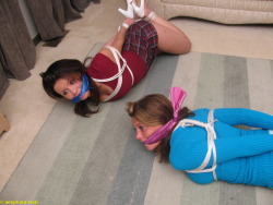 hogtiehq:  Serena and Lori–the mainstays of AES–once again an adorable hogtied duo