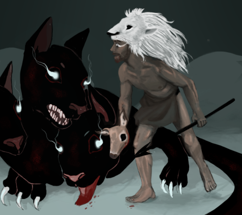 kingsolomonthedemontamer:Just a request from my sissy. She wanted some Heracles (I added Cerberus eh