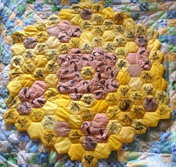 Elizabethlovatt:  Bee Quilt The Material Has Been Hand Dyed With Turmeric, Tea And