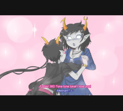 rune-midgarts:  ginsengteacat:  the-shadowqueen:  I loved this part! Meenah and Aranea are so kawaii! I made it all shoujo yuri. I’m sorry. Kick my ass now.  Nani?? I keep seeing ppl talk about a Homestuck anime o.O Where is it? I dun like Homestuck