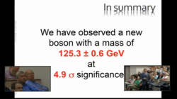 We have observed a new boson with a mass of 125.3 +/- 0.6 GeV at 4.9σ significance!