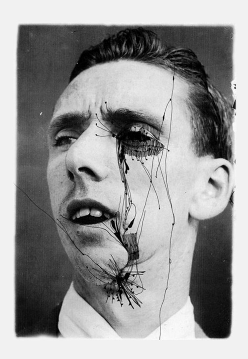 Ashkan Honarvar - Faces, 2009 - pen on photograph. 