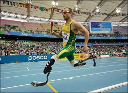 brainnsss-nom:  thedailywhat:  Groundbreaking Olympian of the Day: In a surprise last-minute decision, the South African Olympic committee and national track federation said today that double amputee Oscar Pistorius can run in both the individual 400