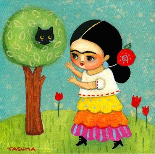 “Frida Kahlo rescues cat from tree”
Original Painting by ©Tascha Parkinson *__* Facebook & Etsy