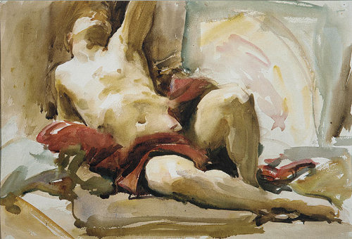 inthelowlight: John Singer Sargent (American, 1856-1925), Man with Red Drapery, after 1900. Watercolour and graphite on white wove paper. The Metropolitan Museum of Art, New York.