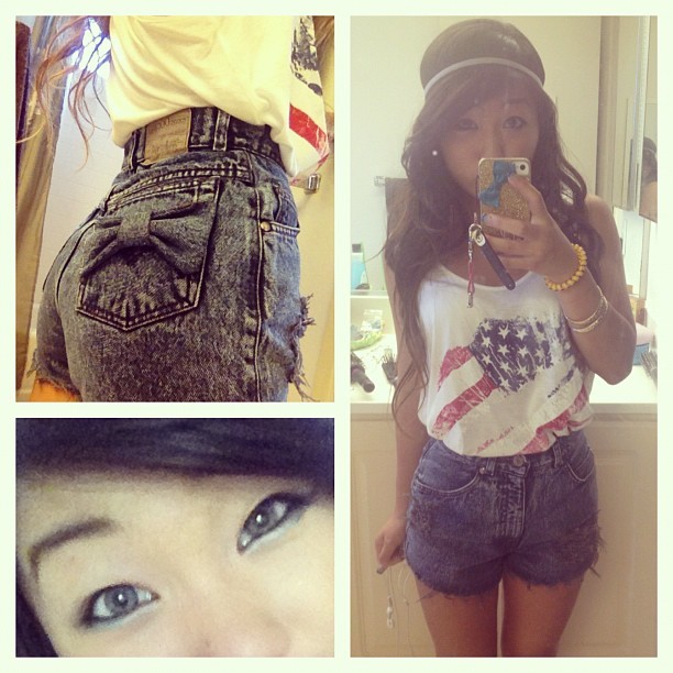 ttaylorparkk:  Shorts i made !! With Patriotic theme #ootd ✌ (Taken with Instagram)