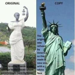 s-fit-c:  THE STATUE OF LIBERTY WAS GONNA TO BLACK, BUT WHITE AMERICA REFUSED IT. It was MEANT to represent the Freedom of the slaves. 