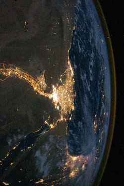 rachellrosales:  The Nile River Delta at Night by NASA   Continent