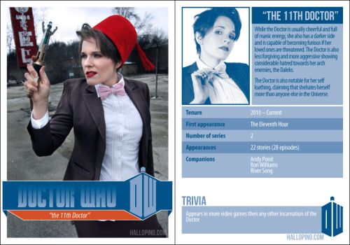 sharpestrose:robokittens:hallopino:Gender Reversed Doctor Who Faux Trading CardsJust shot the final 