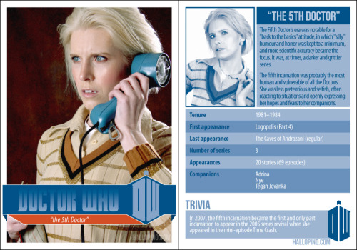 sharpestrose:robokittens:hallopino:Gender Reversed Doctor Who Faux Trading CardsJust shot the final 