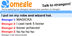 lololol oh omegle. I haven&rsquo;t been on there since before they introduced questions and video.