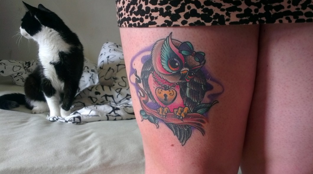 fuckyeahtattoos:  My beautiful owl. Done by Candy Cane @ Lady Luck, Weert, The Netherlands
