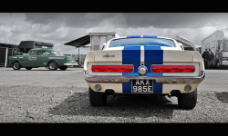 musclecarblog:  1967 Shelby Mustang GT500 &amp; 1955 Chevrolet Gasser - 2012 NSRA Nostalgia Drags by rookdave on Flickr. 