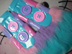 magicalulala:  Fluffy legwarmers I made for