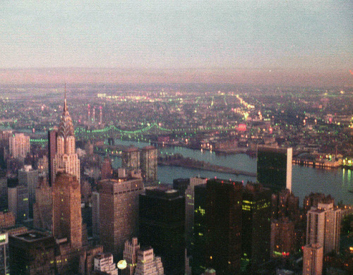 retronewyork:Wish I still had the negative to this. Empire State Building to the Chanin and Chrysler