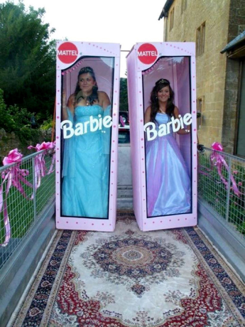  Real life Barbie girls arrive at their prom in life-sized doll boxes On the big night the boxes were loaded onto a flat-bed trailer and the dressed-up girls climbed inside for a carnival-style tour of Crewkerne in Somerset, to cheers from amazed onlooker
