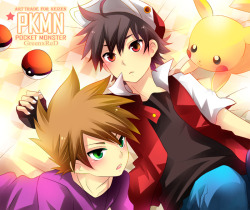 pokemonshippings:  Source: http://kaokmchan.deviantart.com/art/PKMN-GreenxRed-179220467?q=boost:popular greenxred&amp;qo=2 