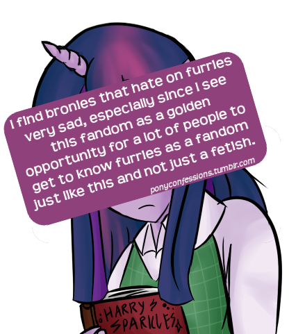 datdonk:  ponyconfessions:  I find bronies that hate on furries very sad, especially