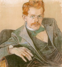 blastedheath:   Stanisław Wyspiański (Polish, 1869-1907), Portrait of Józef Mehoffer, 1898. Pastel. Raczynsku Foundation at the National Museum in Poznań. Józef Mehoffer (1869-1946) was a Polish painter.  