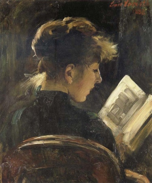 Reading Girl. Lovis Corinth (German Impressionism, 1858-1925).Corinth studied in Munich under Franz 