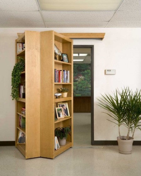 Secret Bookcase DoorwayNow you can hide a secret room in your home with this bookshelf that folds op
