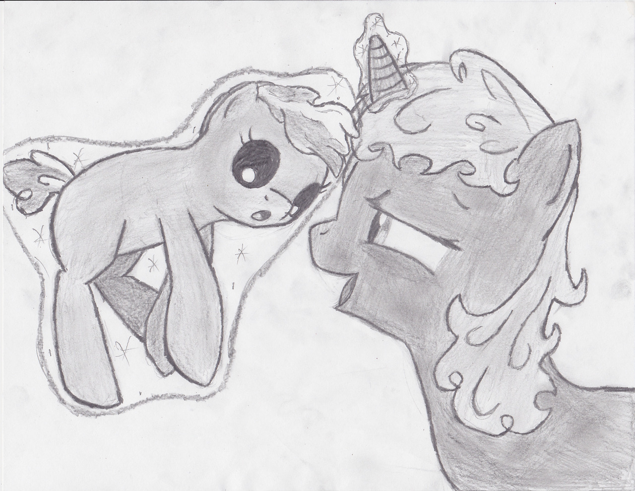 Look it&rsquo;s a baby thing and somepony holding it.  It could be a stranger,