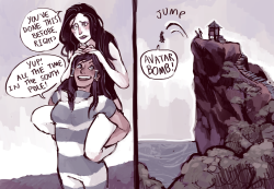 shaburdies:  m-azing:  millionfish:  There is no good reason why they shouldn’t be best friends.  KORRA’S BATHING SUIT I CANT EVEN  everything about this is SO CUTE and I LOVE THIS ARTIST SO MUCH hakhakjshawkjekjaskdj possibly one of my faves 