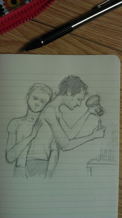 ninette-aubart: Sleepy doodler cannot resist the lure of the homoerotic. &ldquo;Sherlock, come t