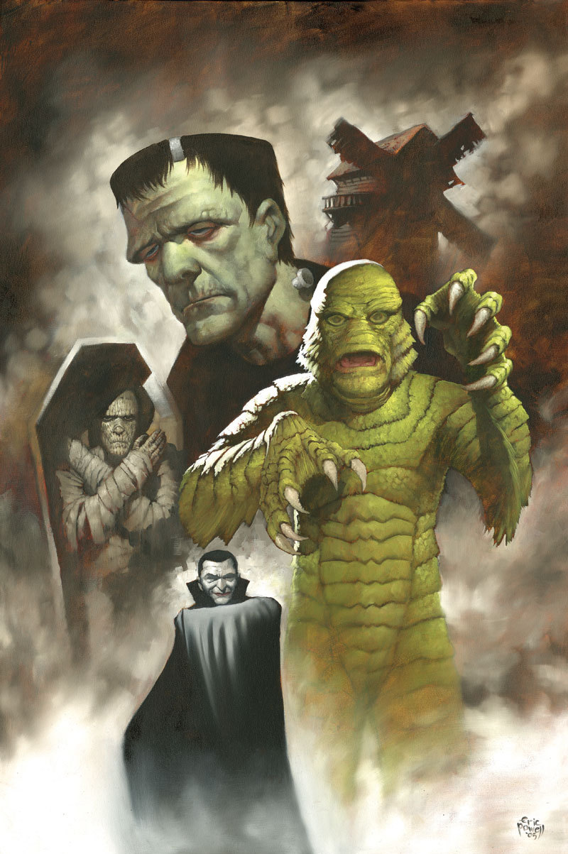 hypnogoria:  UNIVERSAL MONSTERS: CAVALCADE OF HORROR  cover by ERIC POWELL 
