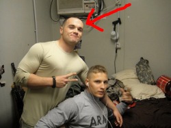 thecircumcisedmaleobsession:  25 year old straight Army guy stationed in Killeen, TX His friend in the grey PT shirt isn’t bad looking… HAAAAAAAAAAY to his hottie friend! 