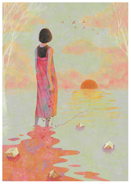 the sun sank (2012)  personal work ,digital painting, photoshop  illustration by gobugi