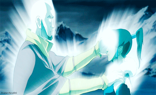 avatar-parallels:  Energybending. Aang taking away Ozai’s bending in the Avatar The Last Airbender finale. Aang giving back Korra’s bending in The Legend of Korra Book 1 finale. 