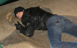 blackleatherbikerjacket:  bear skin rug 