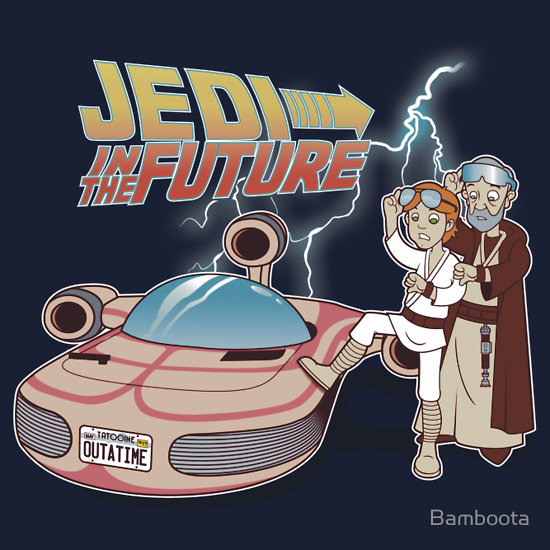 tshirtroundup:
“ “Jedi in the Future” by Bamboota.
The epic six-part Star Wars saga really could have been condensed if Luke just went back in time Bill and Ted style to learn how to become a Jedi.
Back to the Future meets Star Wars in this...