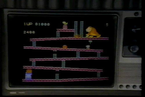 heck-yeah-old-tech:  Donkey Kong, for the Colecovision At the time Donkey Kong came out, Nintendo didn’t have a home videogame department yet, and the rights to Donkey Kong were licensed to Coleco for home game systems. Coleco though did have a videogame