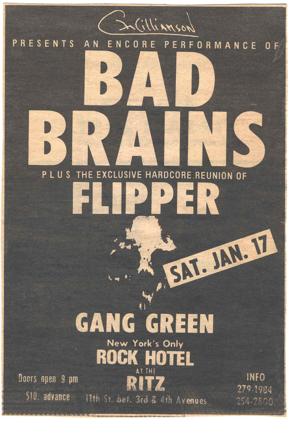 oldpunkflyers:
“ Bad Brains, Flipper, Gang Green @ The Ritz 1987
”