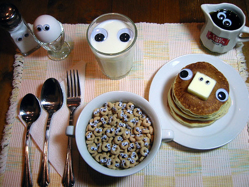 nickdillinger:  agirlcalledquest:  I like to know where I stand with people, so I look them in the eyes. I wasn’t sure where I stood with breakfast so I put googly eyes on it.  My girlfriend bought me a jar of googly eyes for my b-day. I really need