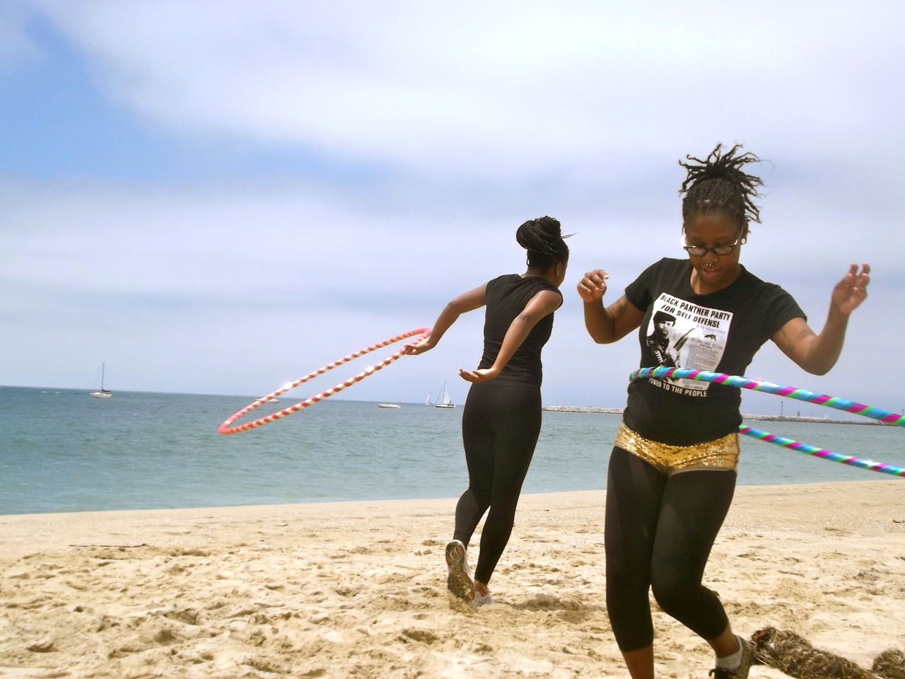 so instead of going to the gym, my sister and i went to the beach and hooped for