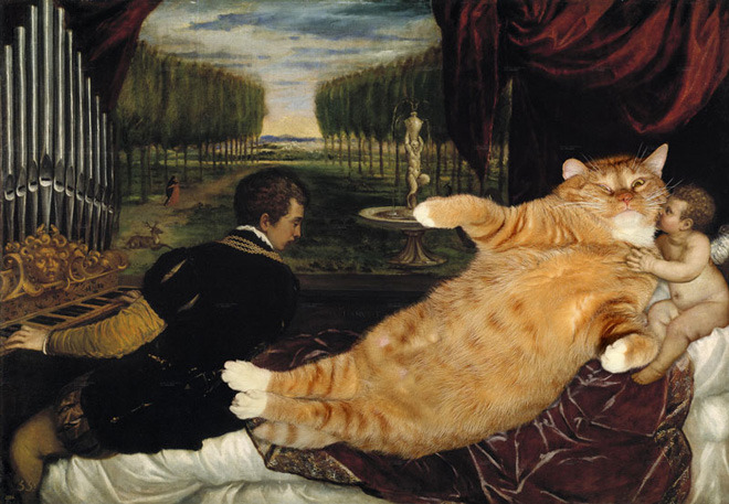 Famous paintings improved with cats